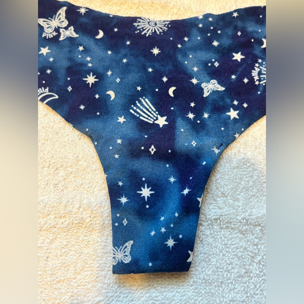 Pink Victoria’s Secret Thong String Bikini Panties Blue Butterfly Celestial Star - Picture 2 of 10